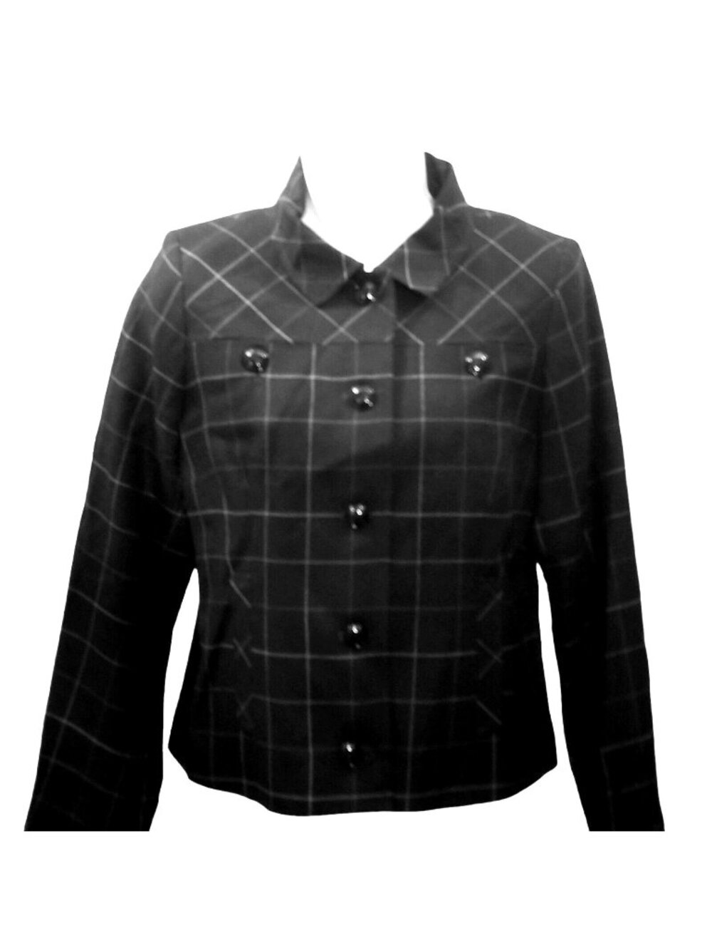 Pendleton Blazer Jacket Womens Size 8 Black Wool Cropped  Preppy Classic Vintage